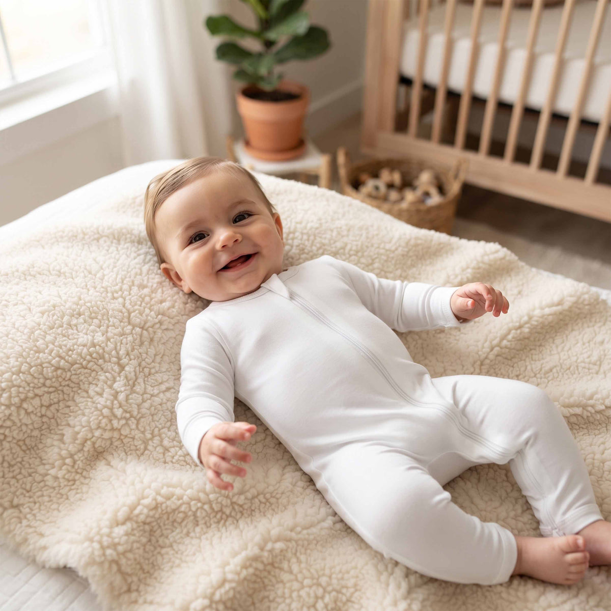 Bamboo Long-Sleeve Zip Romper